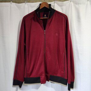 Chaps Track Jacket Men's Large Long Sleeve Ribbed High Neck Cuffs Waist Retro